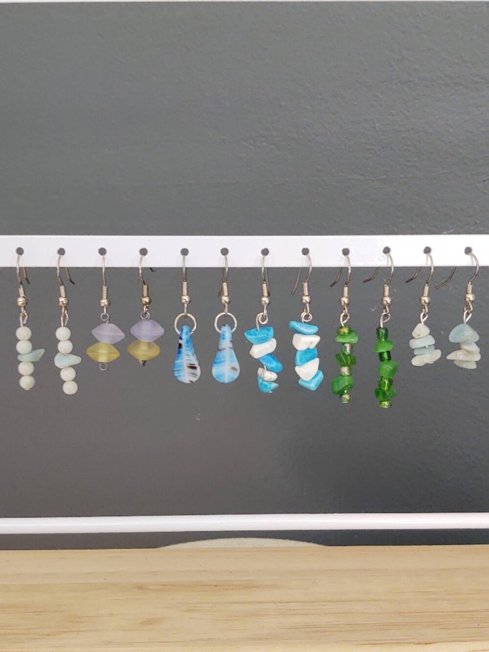 6 pair bundle delicate glass and stone earrings